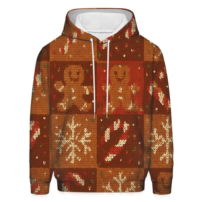 Gingerbread Meteor Shower Checker Design embroidered hoodies