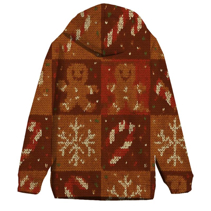 Gingerbread Meteor Shower Checker Design embroidered hoodies