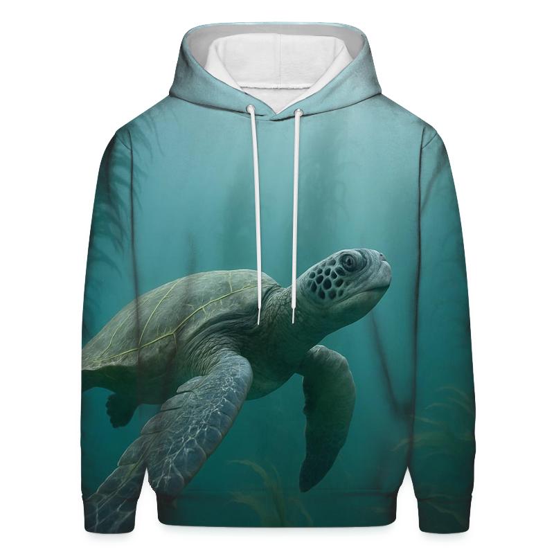 Kelp Forest Glide Green Sea Turtle graphic hoodies