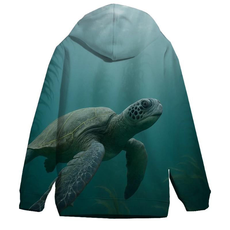 Kelp Forest Glide Green Sea Turtle graphic hoodies