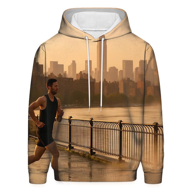 Harlem River Golden Hour With Yankee Stadium Distance printed hoodies