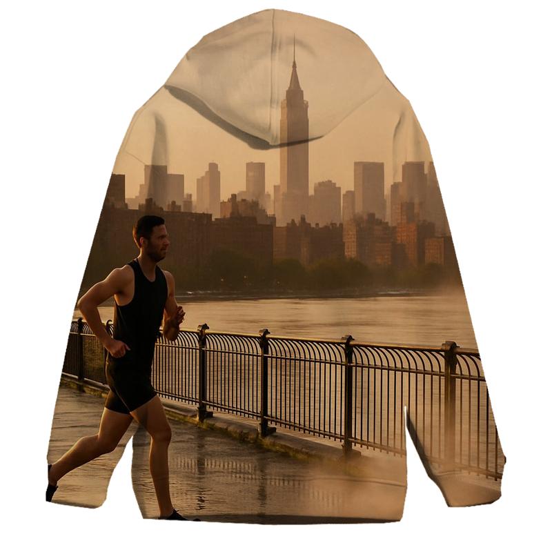 Harlem River Golden Hour With Yankee Stadium Distance printed hoodies