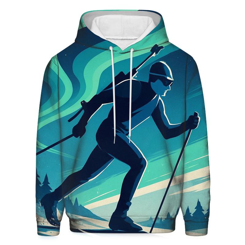 Midnight Biathlon Aurora Chase graphic hoodies