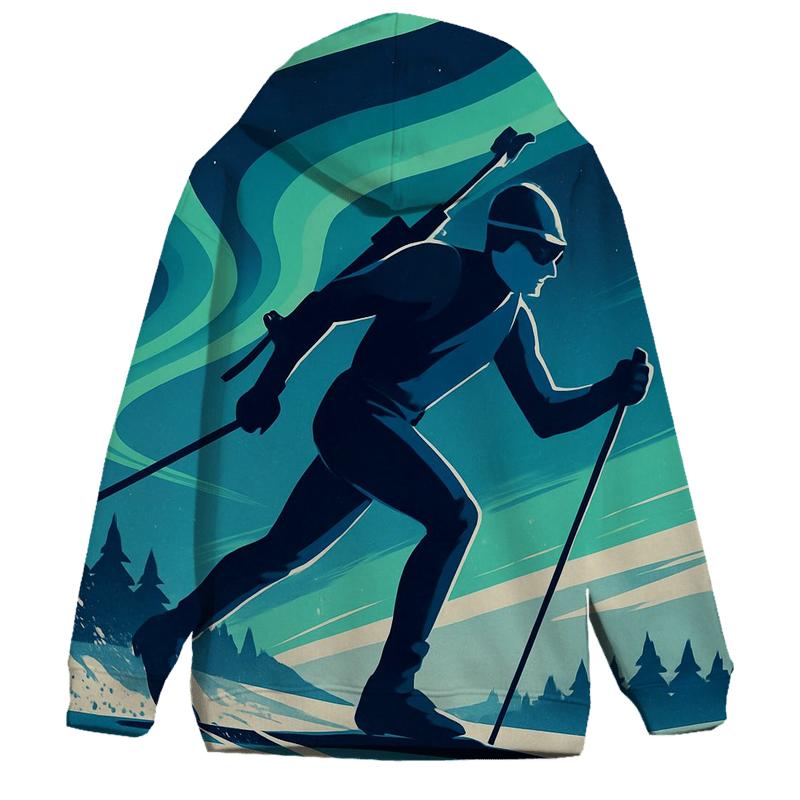 Midnight Biathlon Aurora Chase graphic hoodies