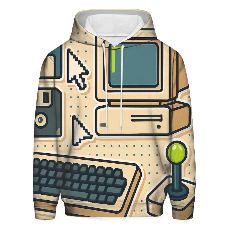 Retro Computer Desk Icons hoodie styles