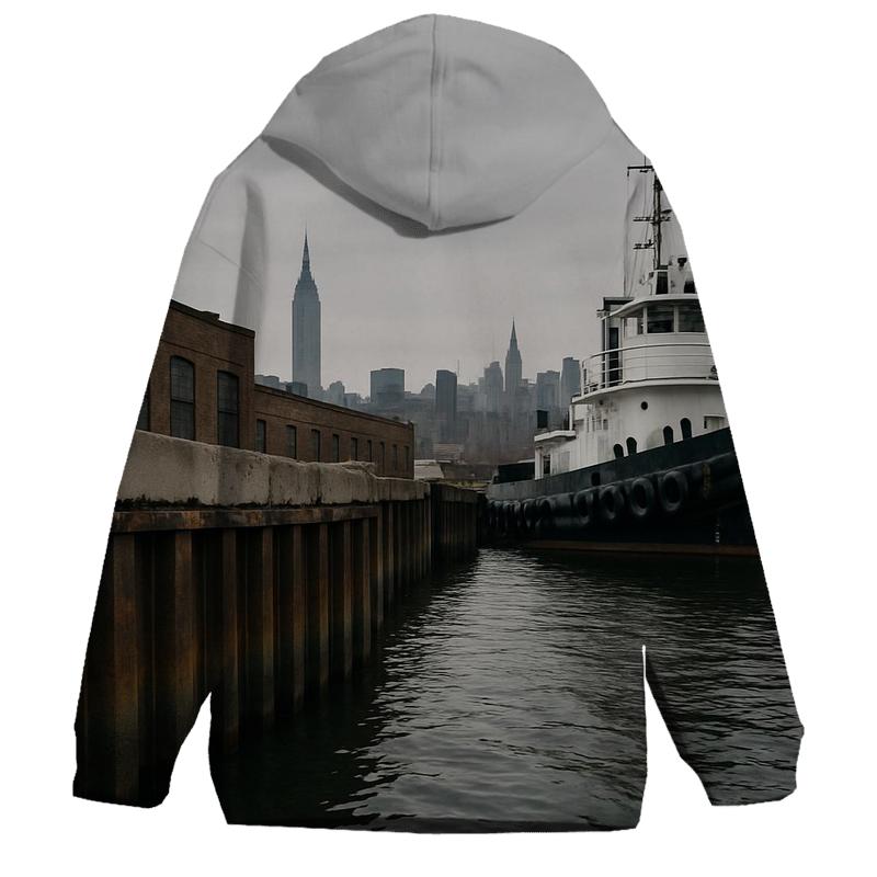 Newtown Creek Industrial Foreground Skyline Beyond premium hoodies