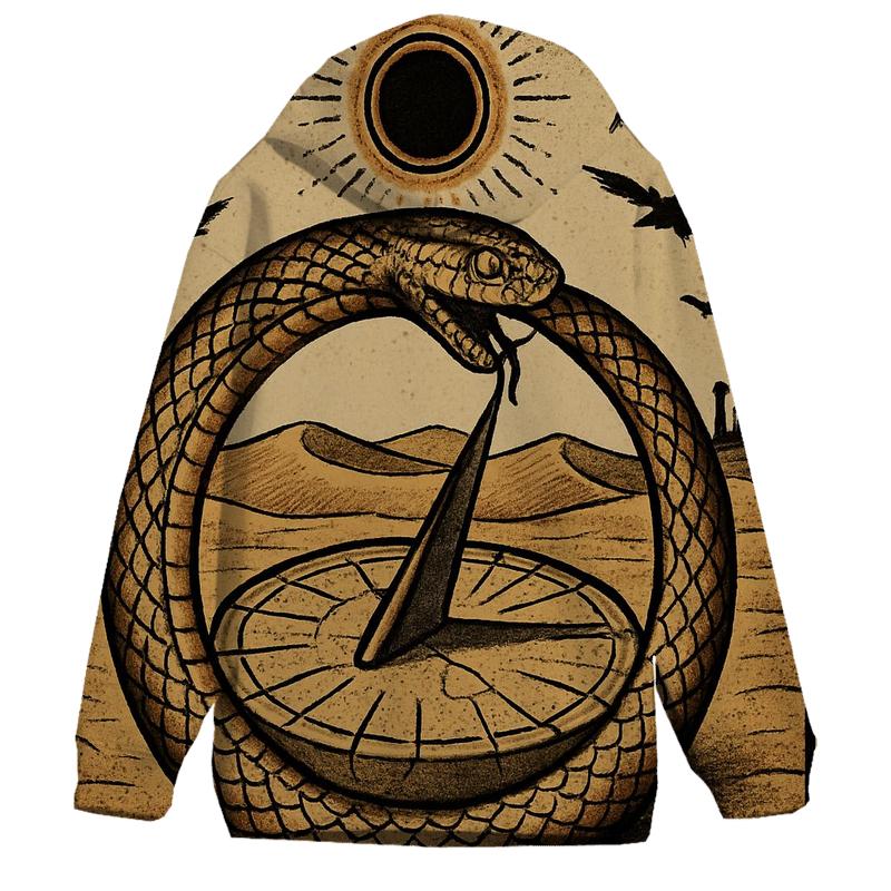 Ouroboros Desert Eclipse Sundial embroidered hoodies
