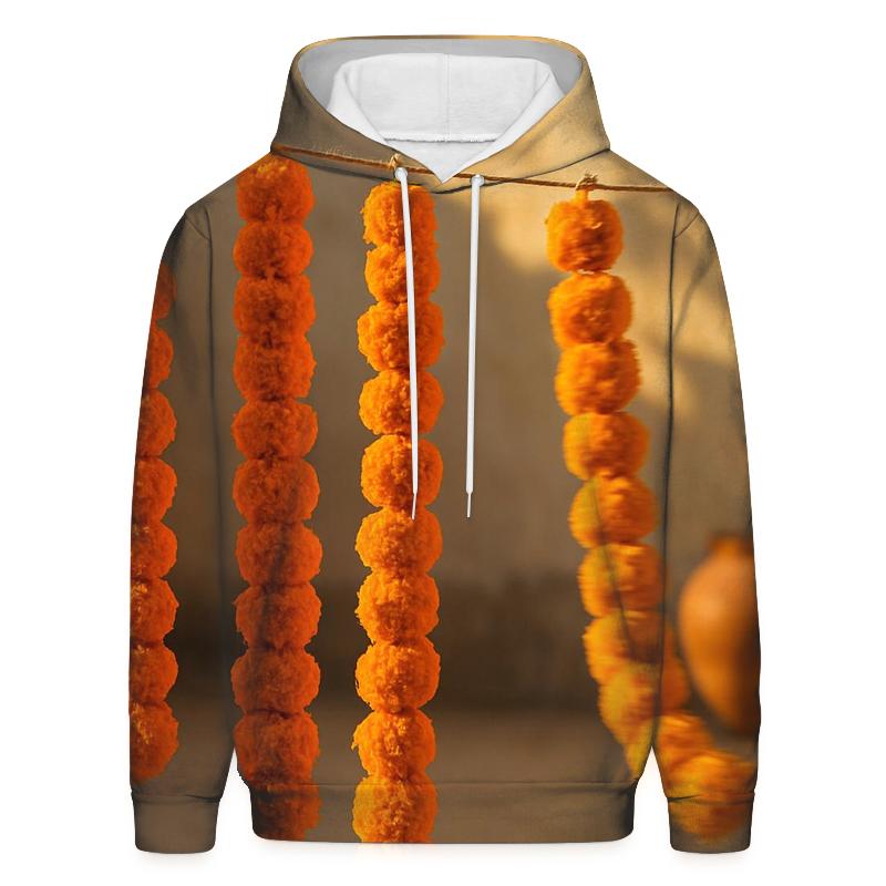 Marigold Garlands Drying On A Courtyard Line pullover hoodies