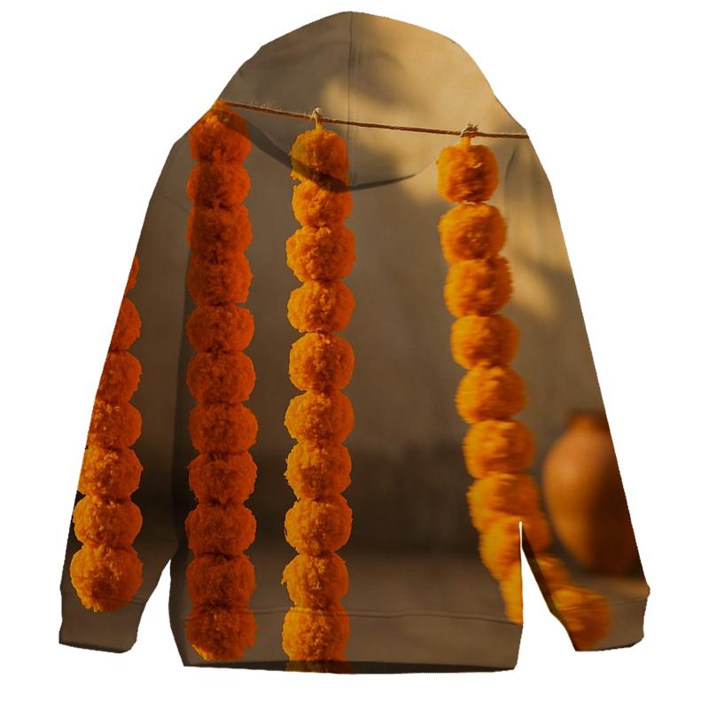 Marigold Garlands Drying On A Courtyard Line pullover hoodies