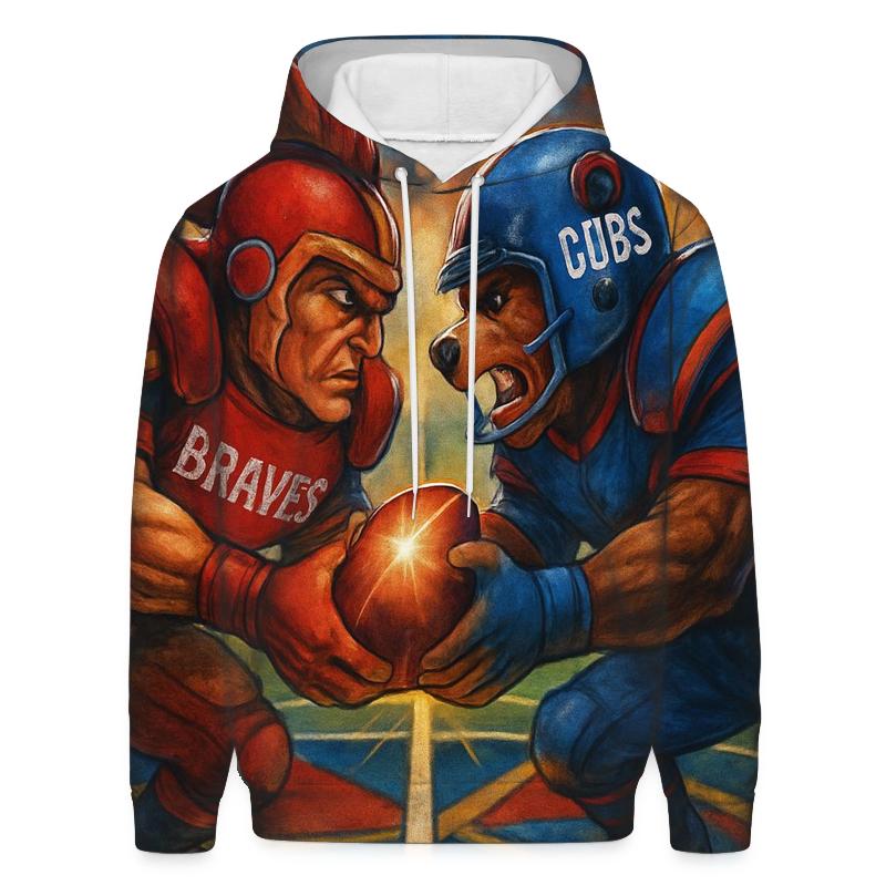 Two Mascots Duel At Midfield heavyweight hoodies