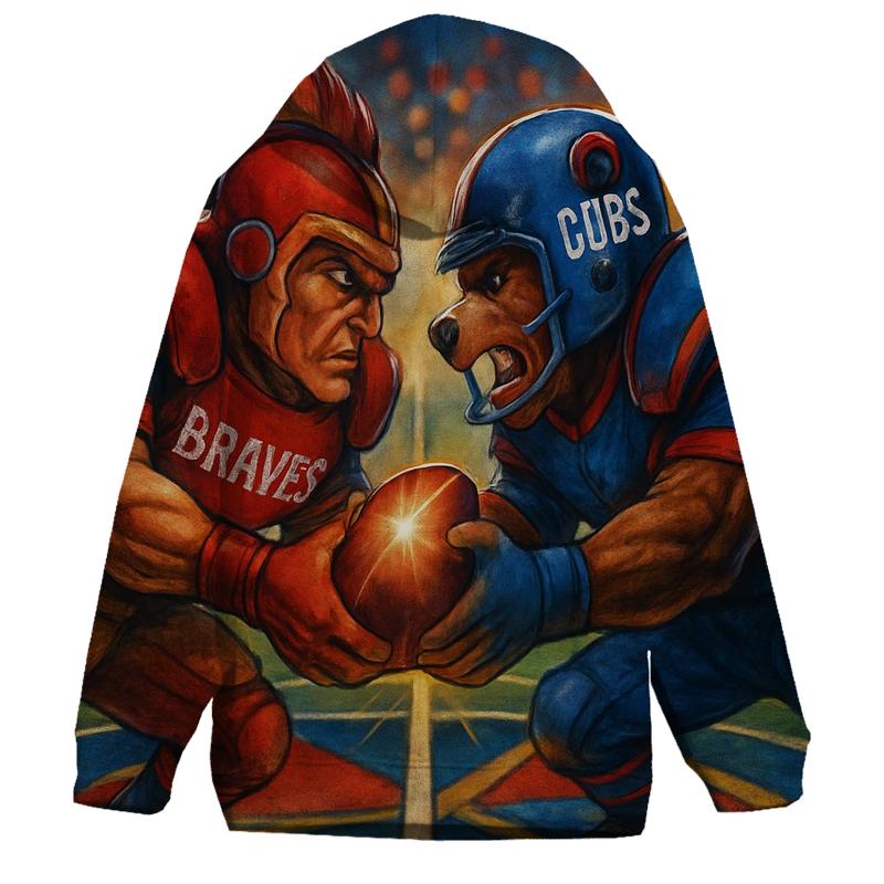 Two Mascots Duel At Midfield heavyweight hoodies