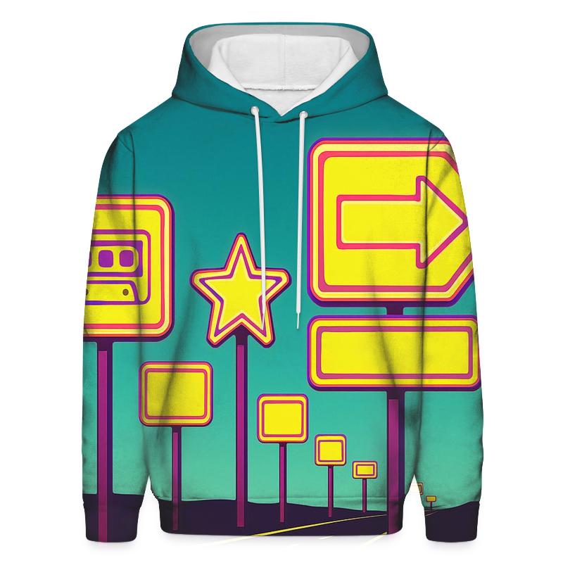 Synthwave Highway Sign Set lightweight hoodies
