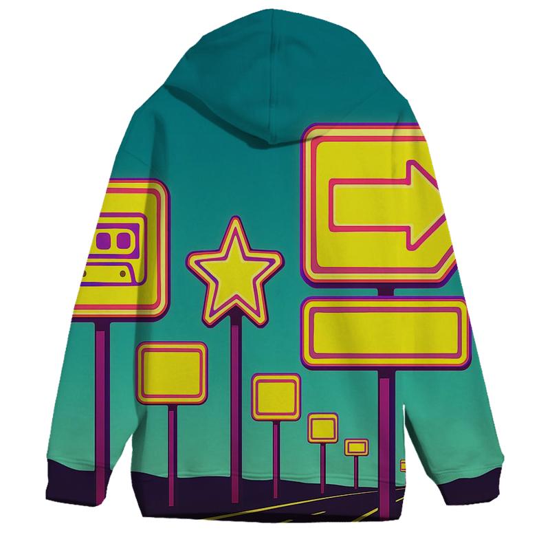 Synthwave Highway Sign Set lightweight hoodies