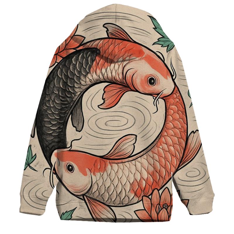 Ouroboros Koi Spiral In Still Water pullover hoodies