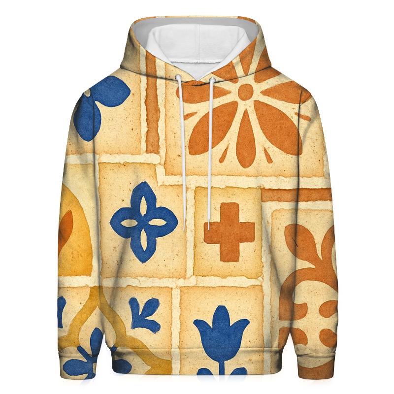 Sunlit Ceramic Tile Collage designer hoodies