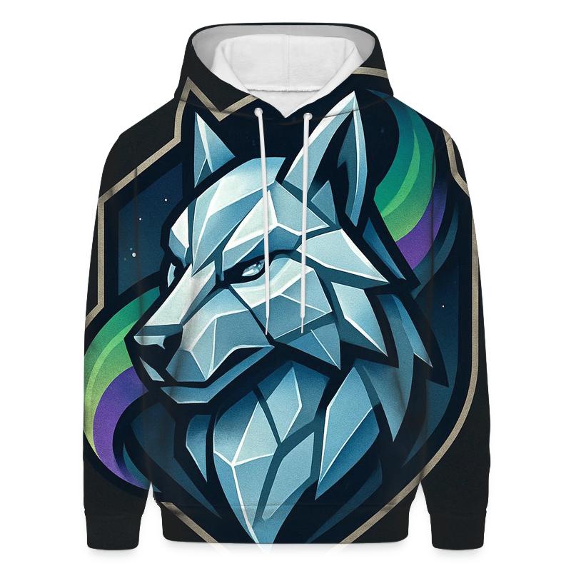 Aurora Ice Wolf Emblem pullover hoodies