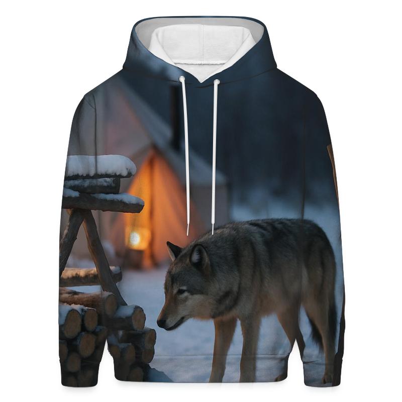Cultural Coexistence At A Winter Fish Camp embroidered hoodies