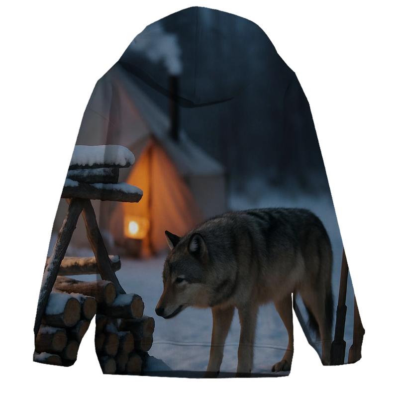 Cultural Coexistence At A Winter Fish Camp embroidered hoodies