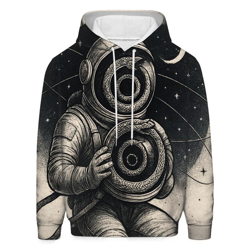 Ouroboros Astronaut Helmet Reflection Loop printed hoodies