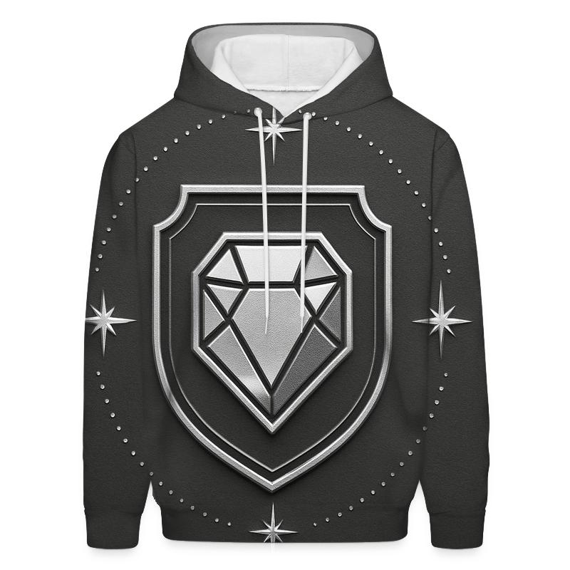 Charcoal Halo Facet Crest graphic hoodies