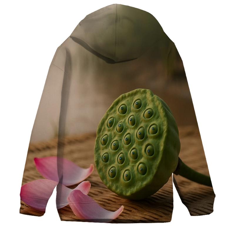 Lotus Seedpod Study On Reed Mat By Riverside printed hoodies