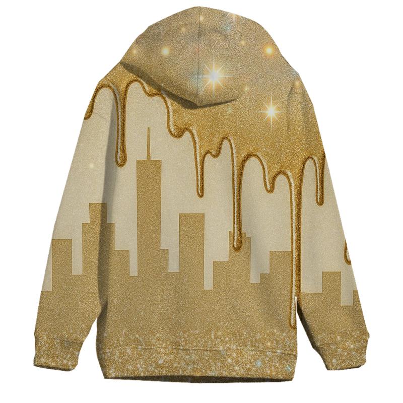 Golden Holo Drip Skyline heavyweight hoodies