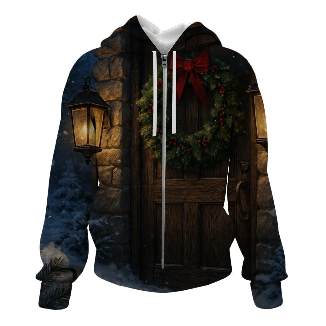 Candlelit Wreath On The Frosted Door hoodies fashion