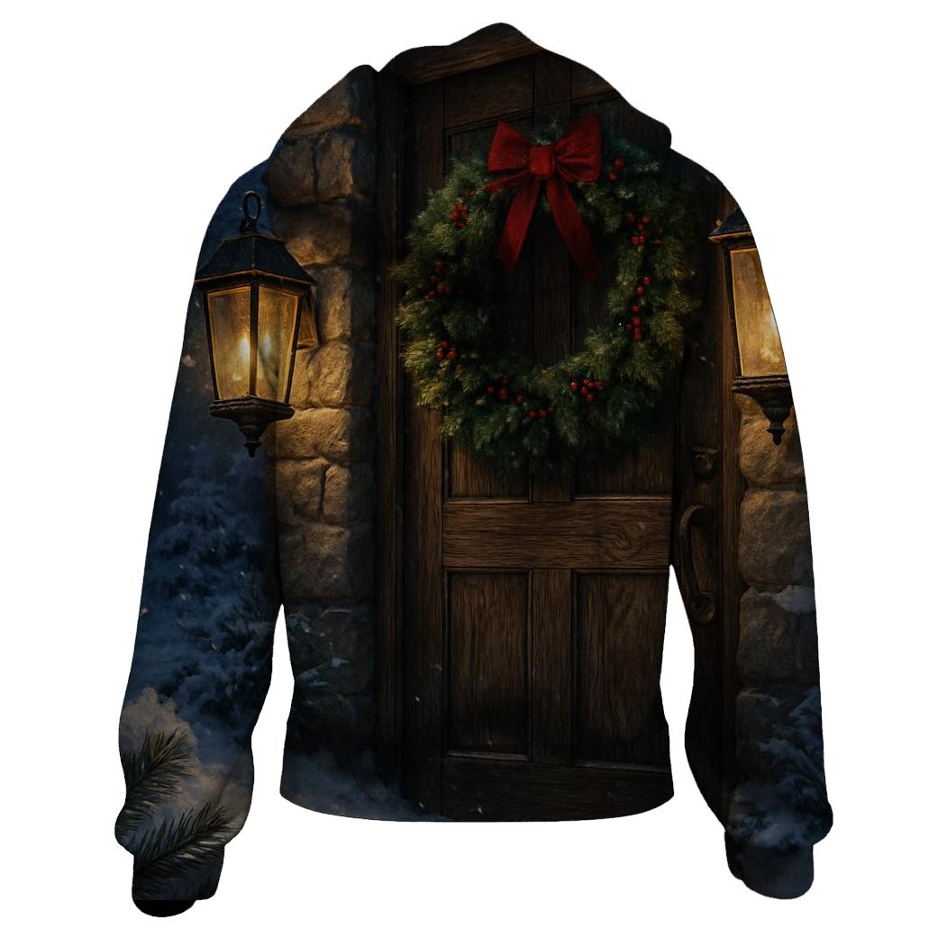 Candlelit Wreath On The Frosted Door hoodies fashion