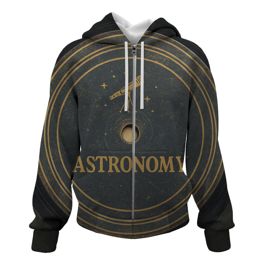Aged Vinyl Record Stargazing Label graphic hoodies
