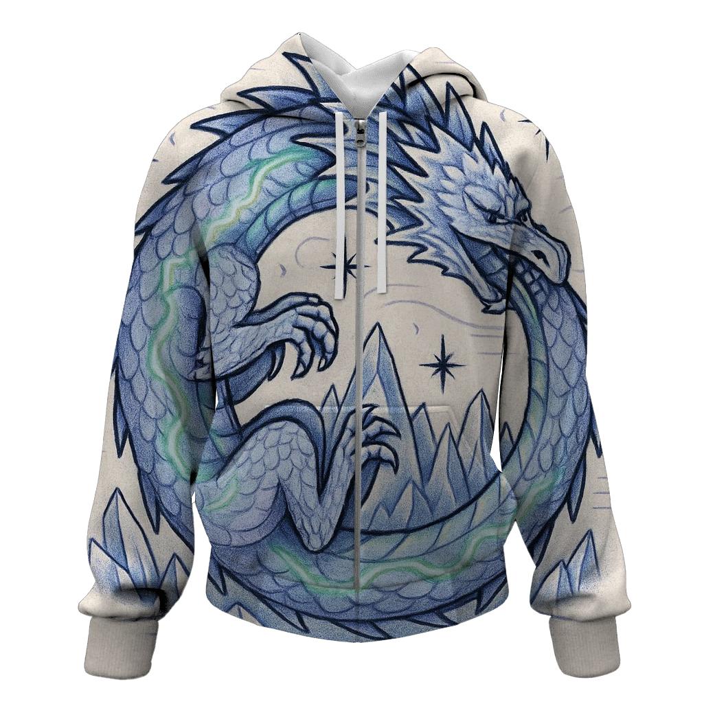 Ouroboros Glacier Ring With Aurora Veins premium hoodies