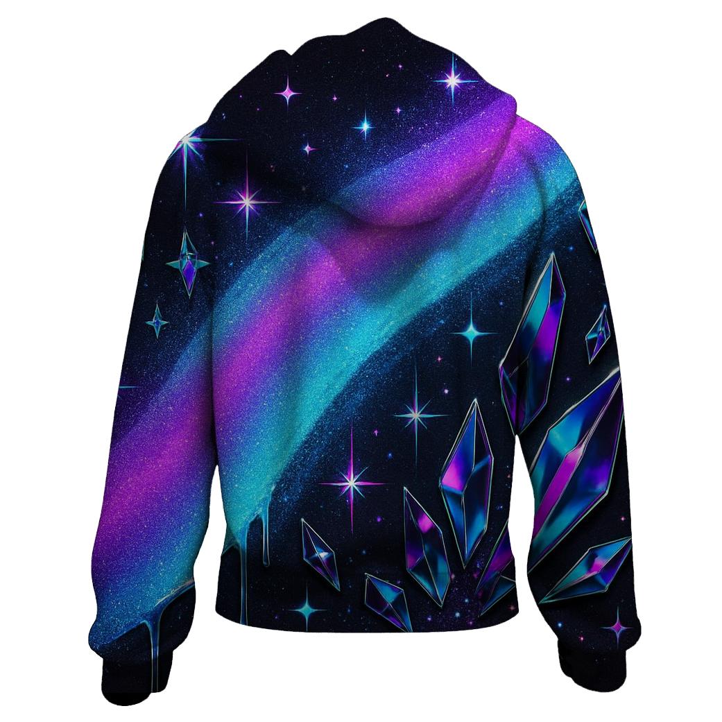 Neon Prism Street Aurora zip-up hoodies