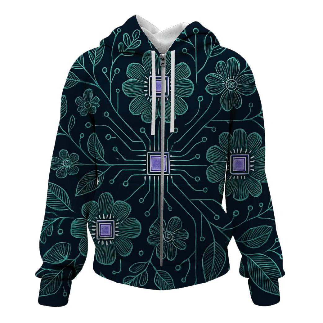 Midnight Botanical Circuit Garden graphic hoodies