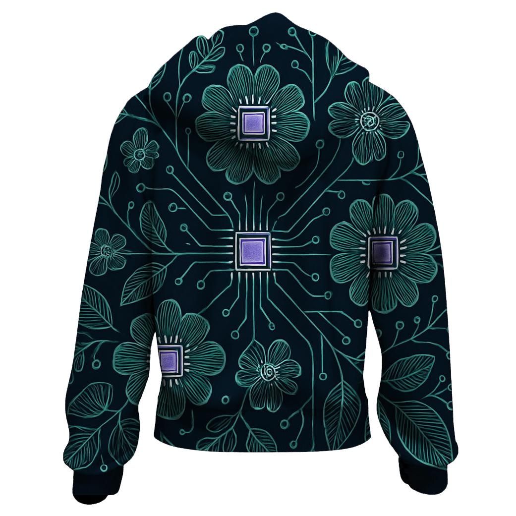 Midnight Botanical Circuit Garden graphic hoodies