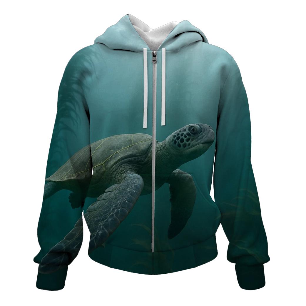 Kelp Forest Glide Green Sea Turtle heavyweight hoodies