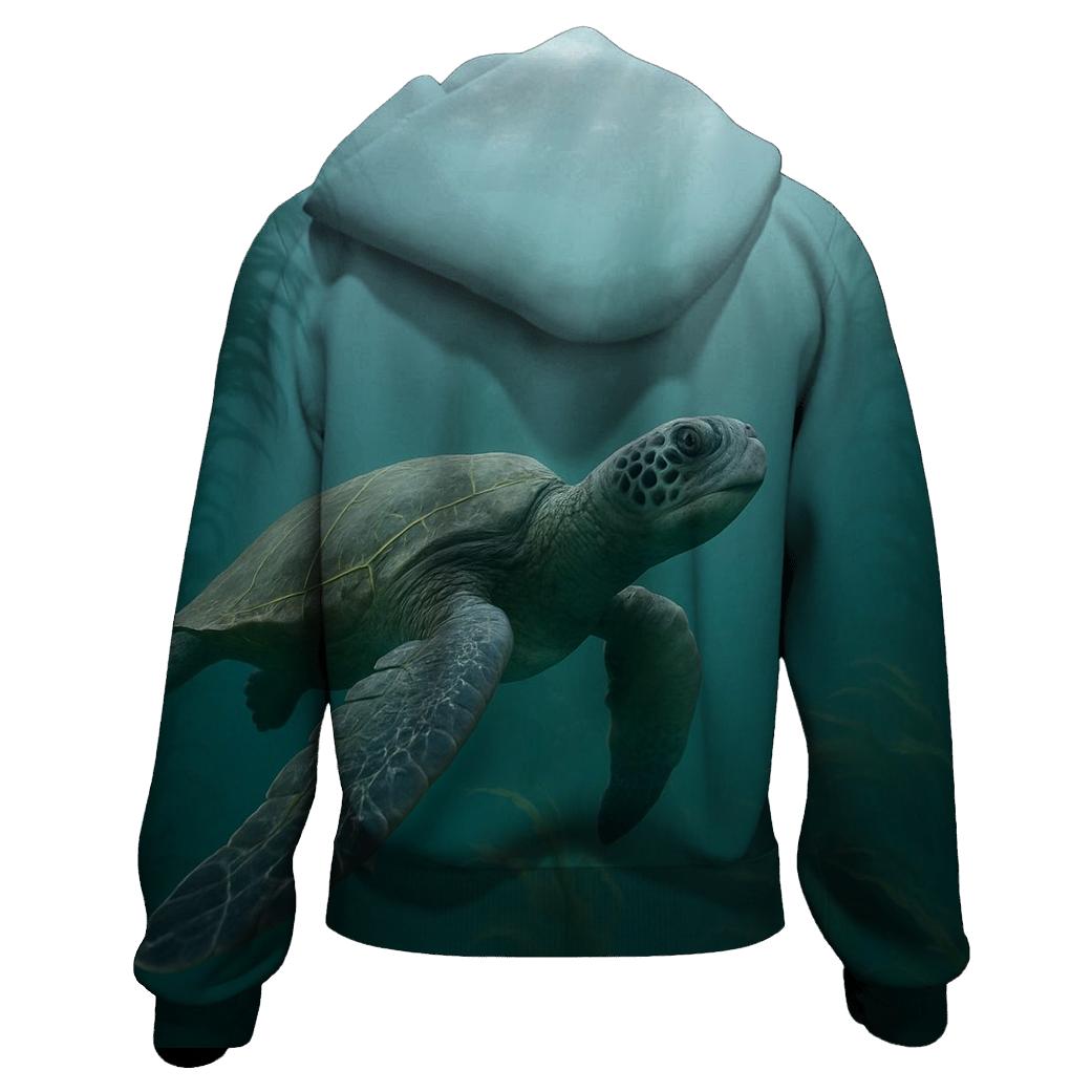 Kelp Forest Glide Green Sea Turtle heavyweight hoodies