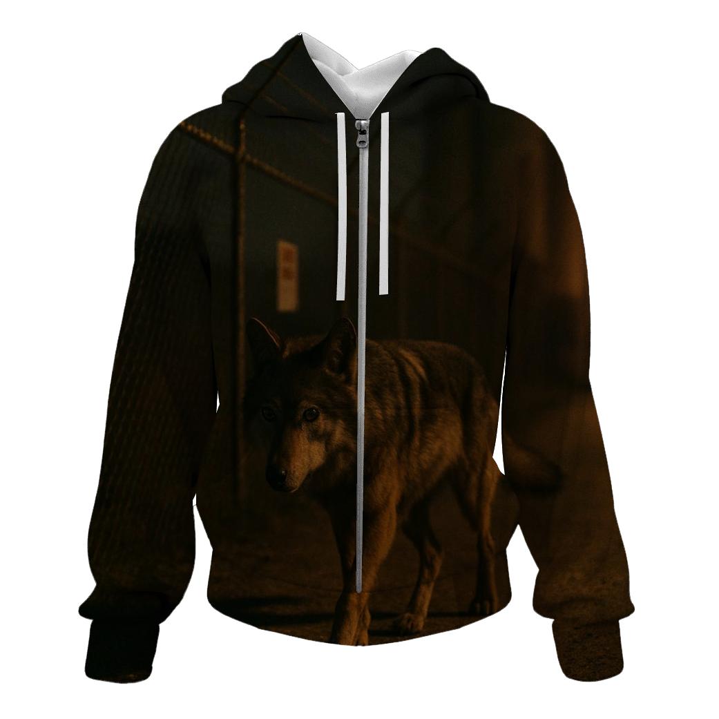 Night Patrol On An Industrial Perimeter premium hoodies