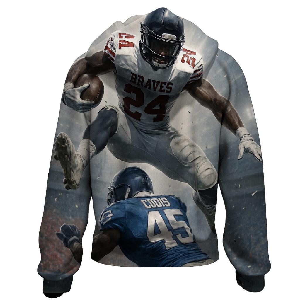 Frozen Time Hurdle Over The Linebacker lightweight hoodies