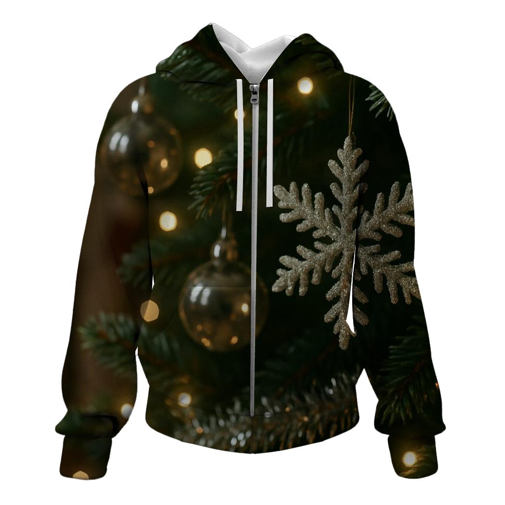 Quiet Tree Branch With Glass Ornaments zip-up hoodies