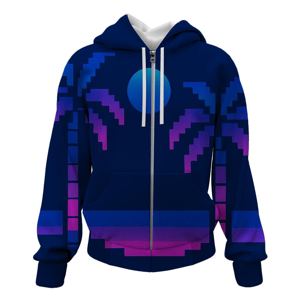 Miami Night Palm Silhouette Blocks graphic hoodies