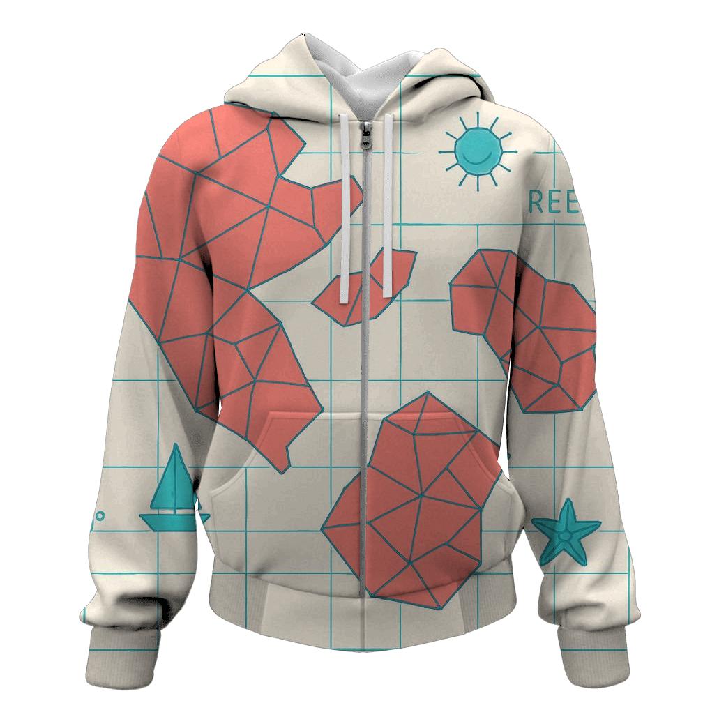 Coral Reef Geometry Atlas zip-up hoodies