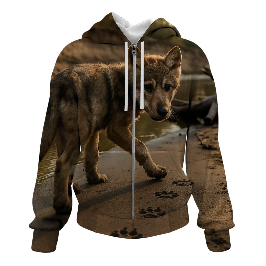 Pup Track Survey Along A River Cutbank premium hoodies