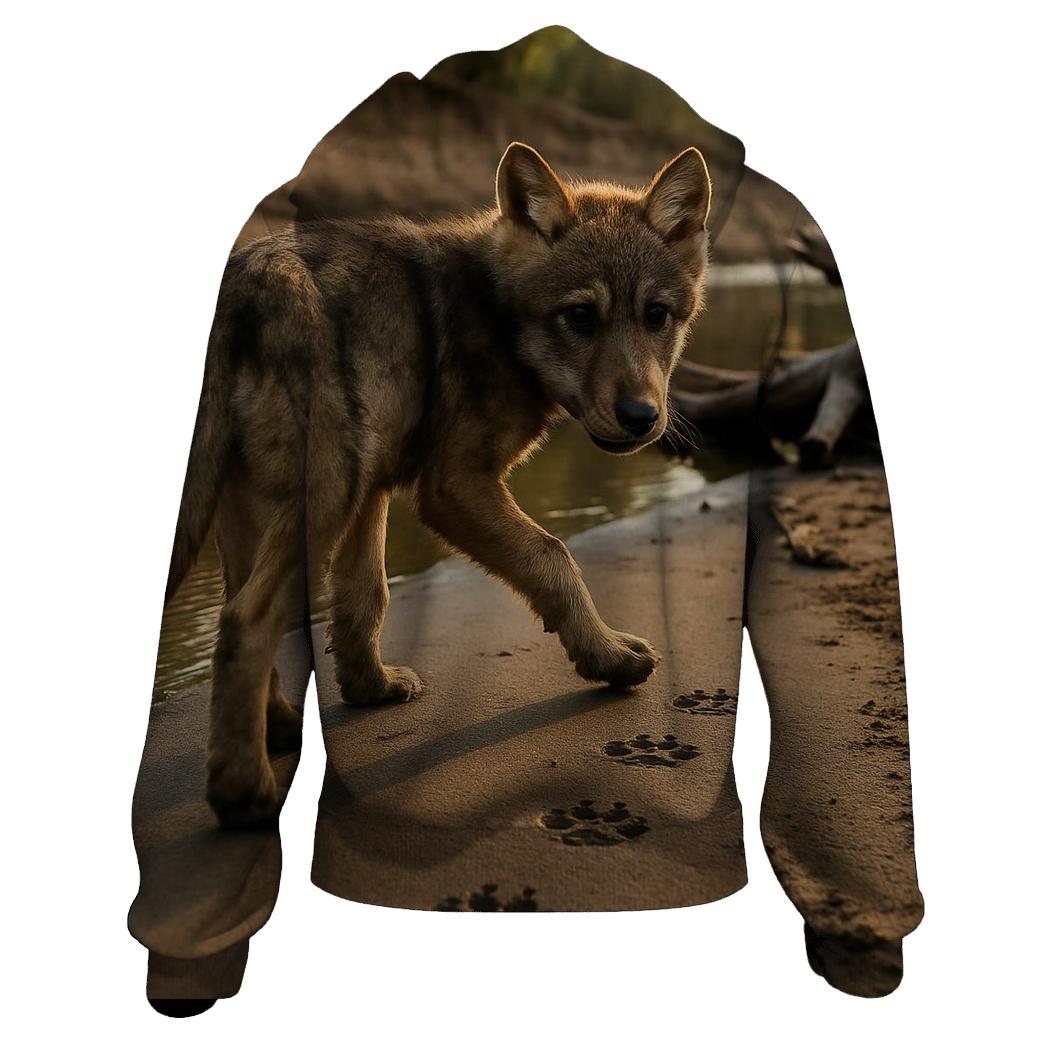 Pup Track Survey Along A River Cutbank premium hoodies