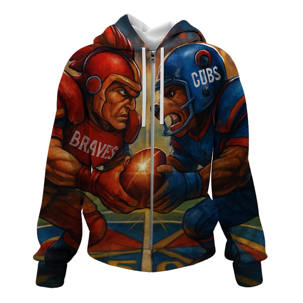 Two Mascots Duel At Midfield heavyweight hoodies
