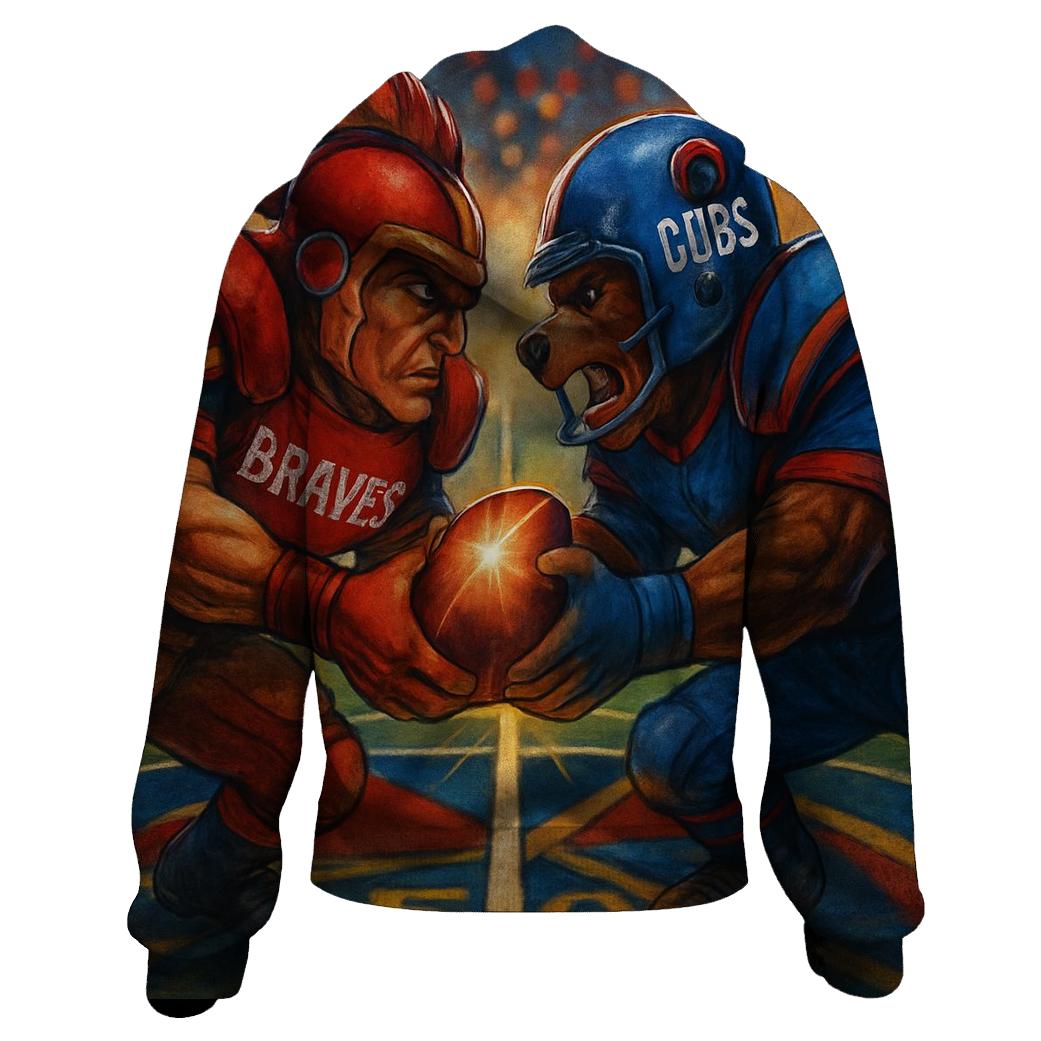 Two Mascots Duel At Midfield heavyweight hoodies
