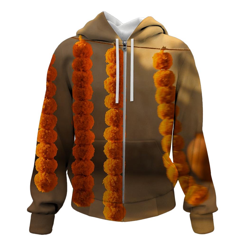 Marigold Garlands Drying On A Courtyard Line hoodie styles