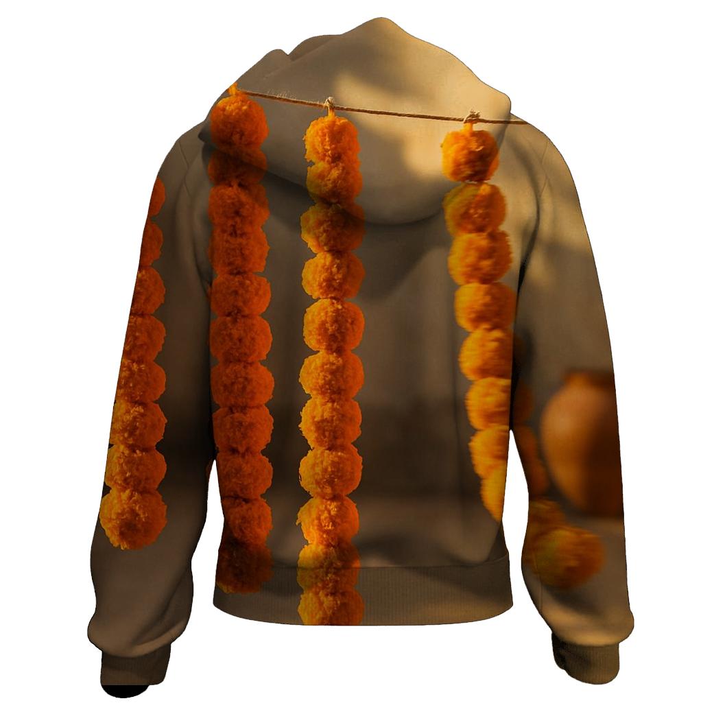 Marigold Garlands Drying On A Courtyard Line hoodie styles