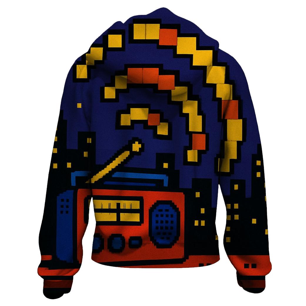 Pixel Radio Skyline embroidered hoodies