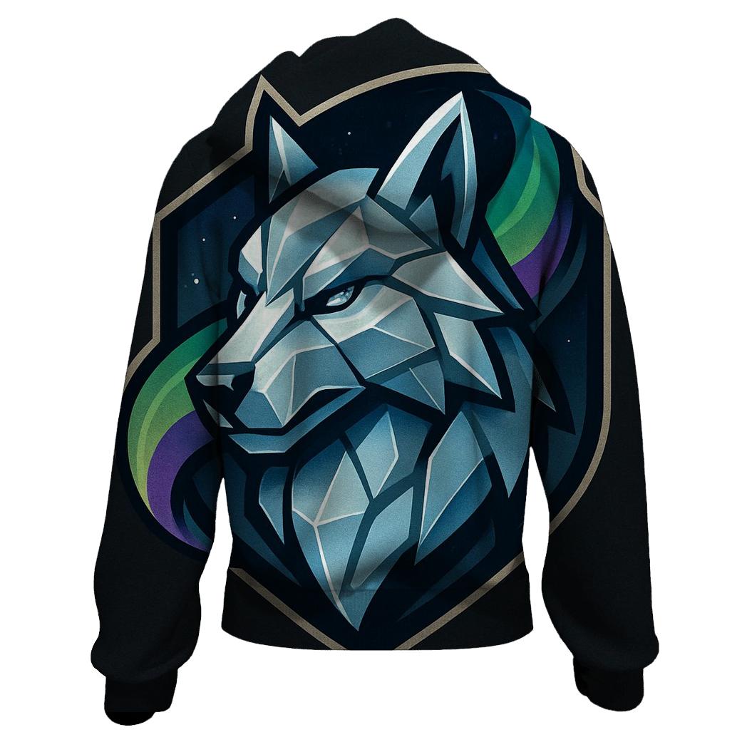 Aurora Ice Wolf Emblem graphic hoodies