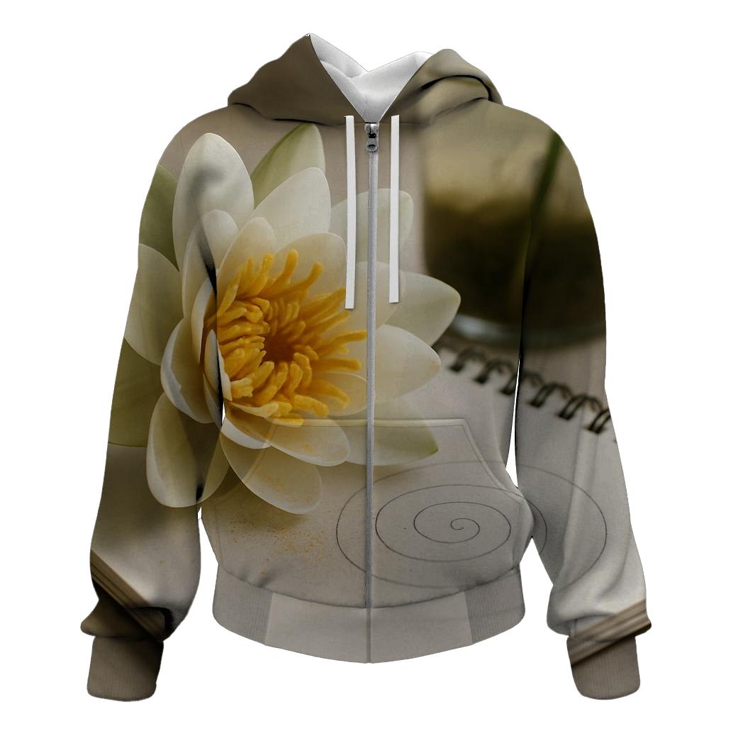 Water Lily Pollen Spiral On A Botanist Notebook designer hoodies