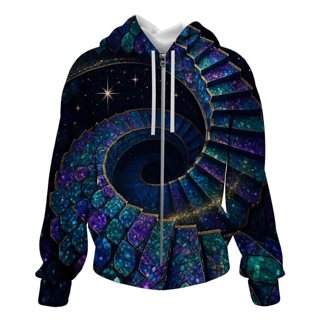 Jewel Tone Sequin Spiral Stair printed hoodies